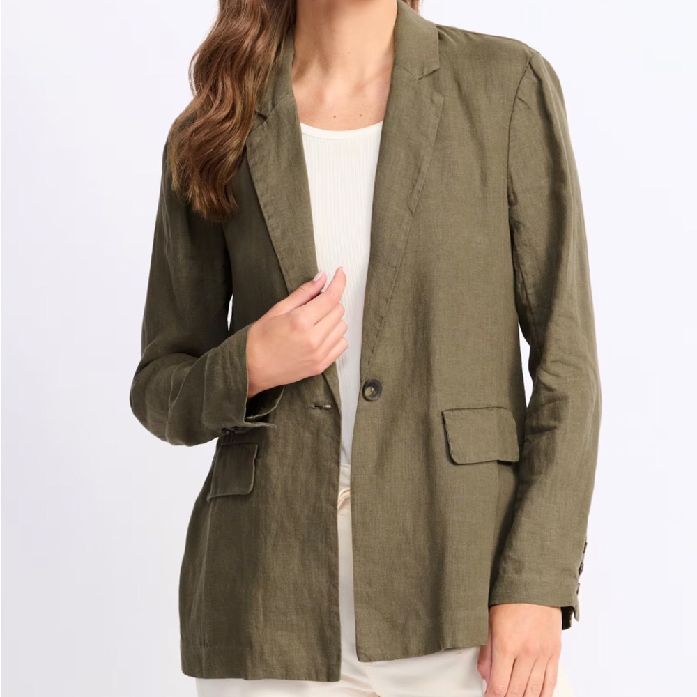 Michael Stars Green Linen Blazer Tailored Suit Jacket